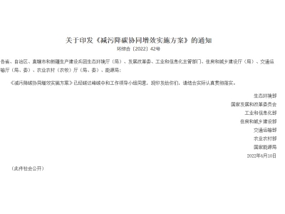 《减污降碳协同增效实施方案》详细内容